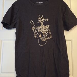 Lucky Brand Charcoal Skeleton Guitar Tee